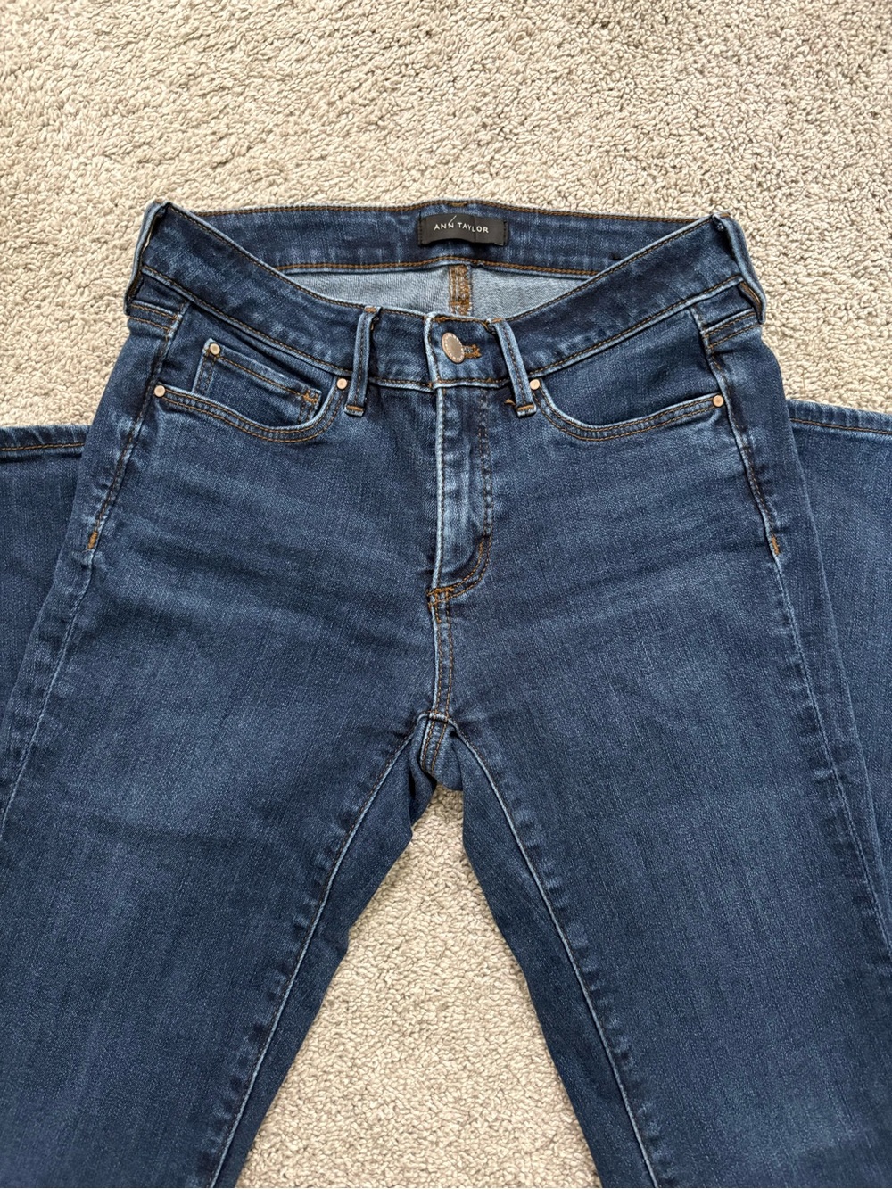 Ann Taylor Slim Boot Curvy Fit Stretch Dark Blue Women’s Jeans Size 0